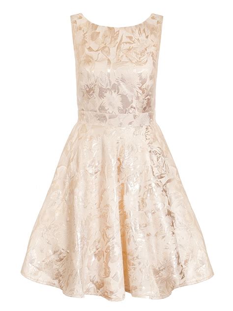 Quiz Quiz Gold Sleeveless Jacquard Prom Dress Size 6 To 18