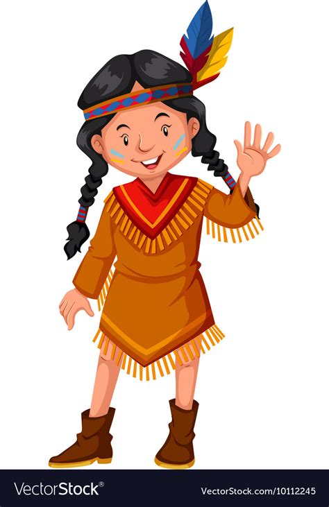 native american indian girl waving hello vector image