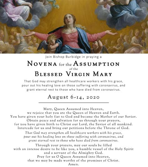 Join Bishop Burbidge In Praying A Novena For The Assumption Of The