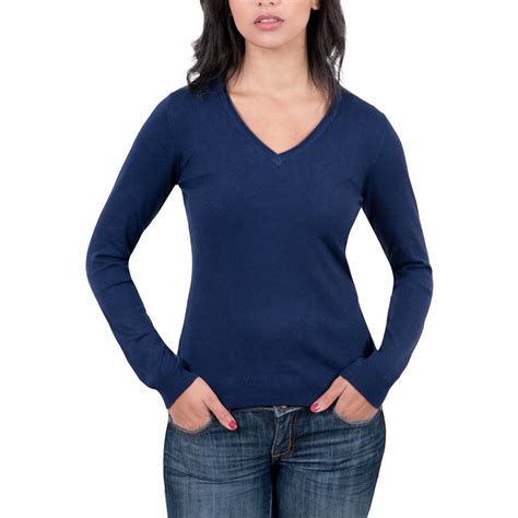 Real Cashmere Real Cashmere Navy Blue V Neck Womens Sweater Walmart