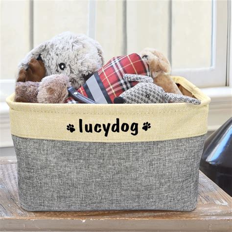Personalized Pet Dog Toy Storage Basket Dog Canvas Bag Foldable Pet