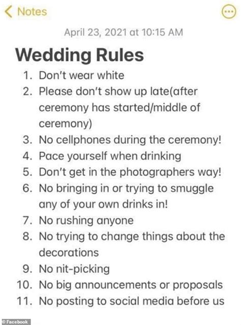Bride Is Slammed For Her Ridiculous List Of 11 Strict Rules For