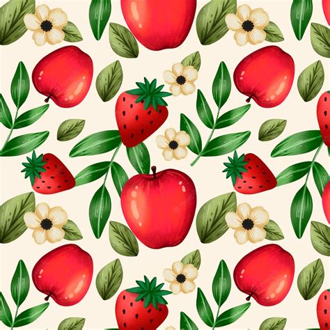 Premium Vector Watercolor Fruit And Floral Pattern Design