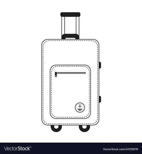 White And Black Color Travelling Baggage Suitcase Vector Image