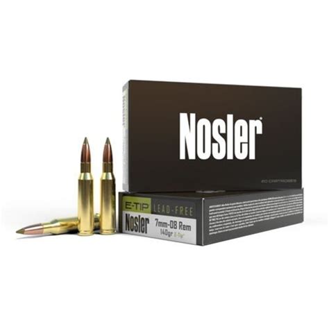 Nosler 7mm 08 Remington E Tip 140 Grain Brass Cased 20 Rounds