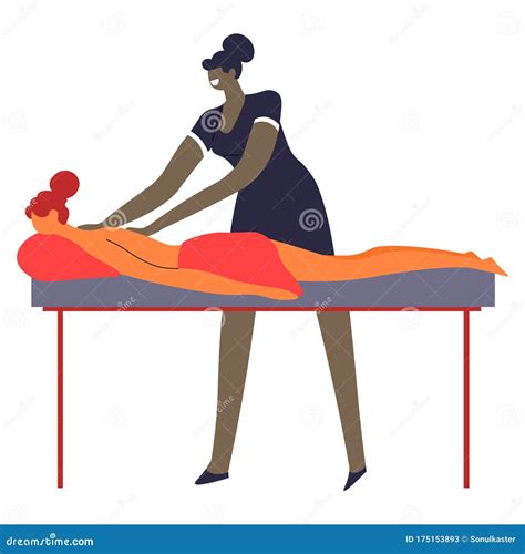 Beauty And Spa Salon Massage Session Masseuse And Client On Table Stock Vector Illustration