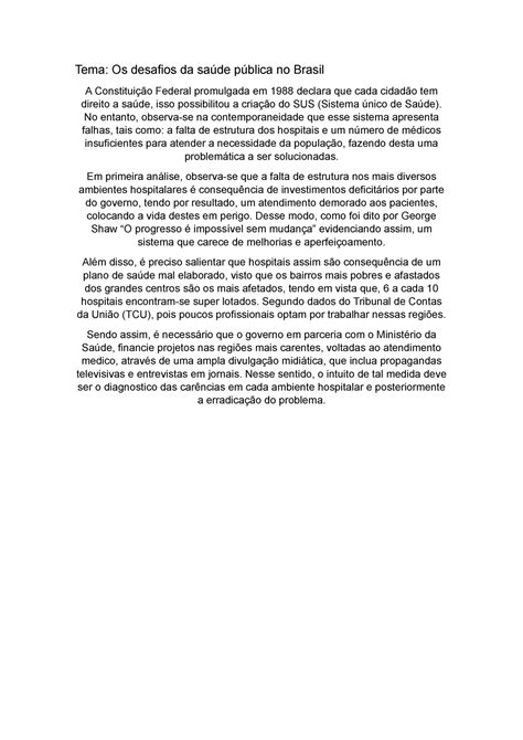 Redação Saude Publica No Brasil