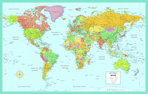 Rand Mcnallys M Series Laminated World Wall Map 50 X 32
