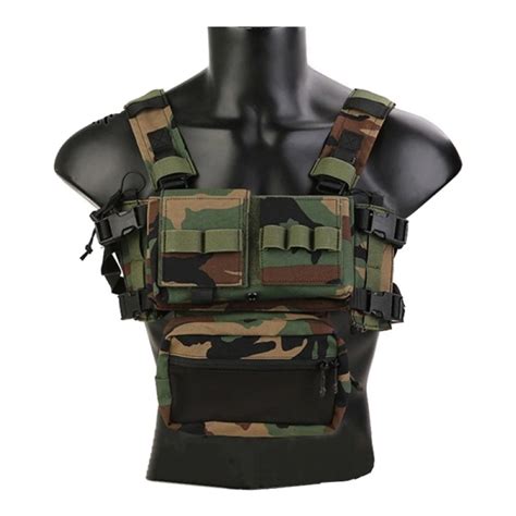 Airsoft Tactical Vest Micro Mk Chest Rig Woodland Emerson Em Wl