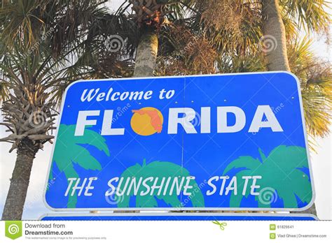 Welcome To Florida Sign Stock Photo Image 61826641