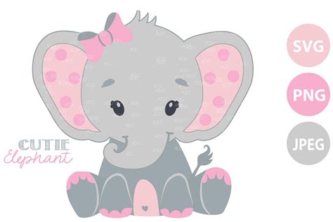 Pink And Grey Baby Elephant Svg Clip Art Cricut File Png 466923