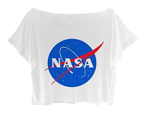 Asa Womens Crop Tee Nasa Logo Shirt Space Crop Top Whit