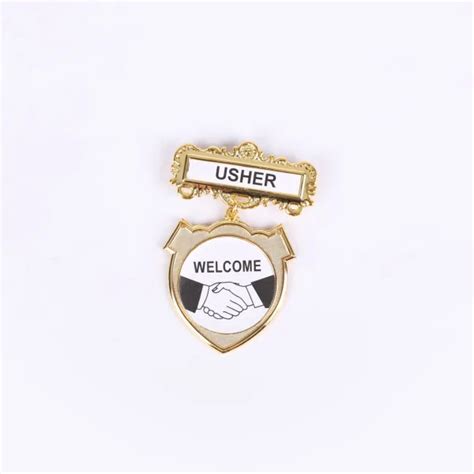 Badge Shield Usher Shaking Hands Pin Swanson Christian Products
