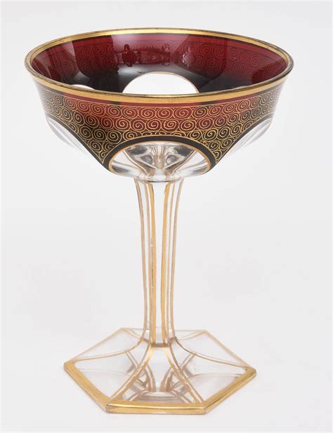 Service For Eight Antique Moser Garnet Ruby Crystal Cut Glass 40 Pieces For Sale At 1stdibs