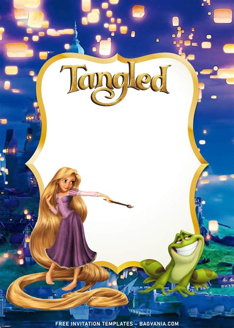 7 Disney Tangled Rapunzel Birthday Invitation Templates Free