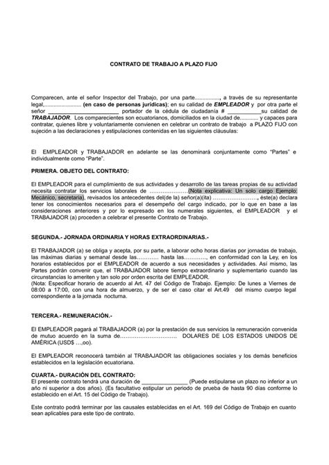 Ejemplos De Tipos De Contratos Laborales Colección De Ejemplo