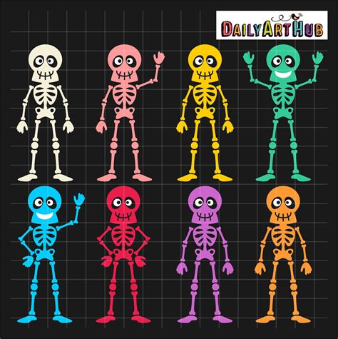 Halloween Funny Skeletons Clip Art Set Daily Art Hub Graphics