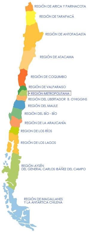 Mapa De Chile Y Sus Regiones