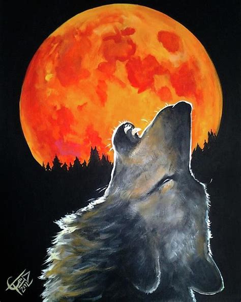 Starry night about this painting: Wolf Moon paintings