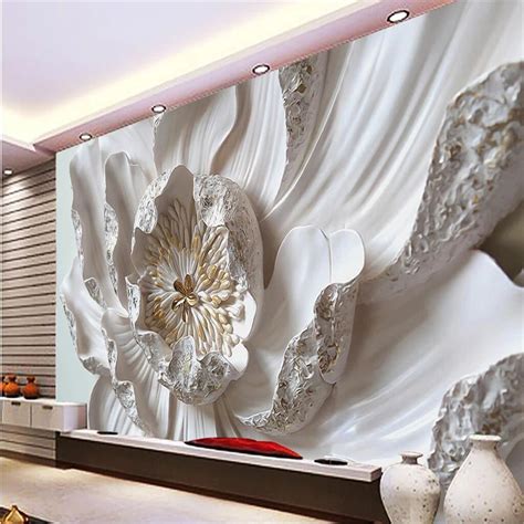 Beibehang Customize Any Size Mural Wallpaper Large Flower Relief