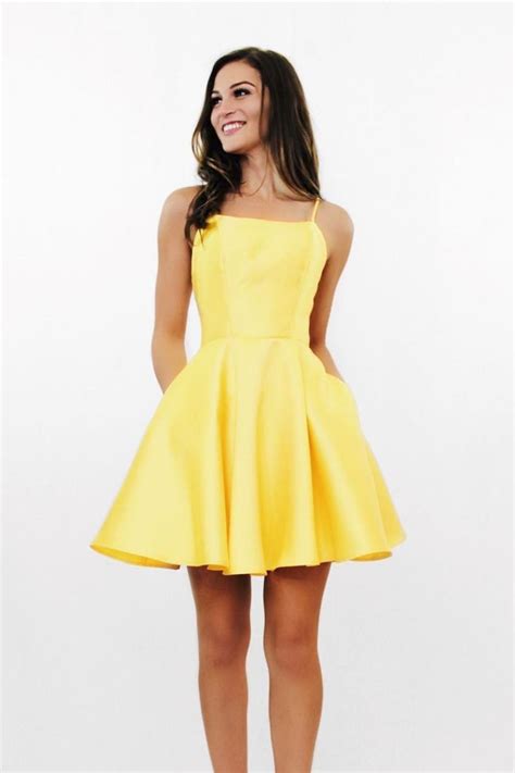 Short Yellow Homecoming Dress With Tie Back On Luulla Yellow