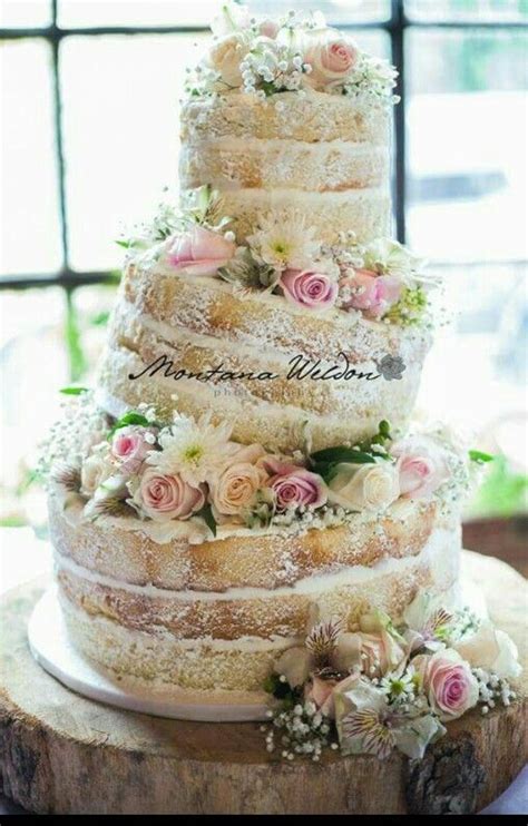 Unfrosted Wedding Cake Naked Wedding Cake Rustic Unfrosted Wedding