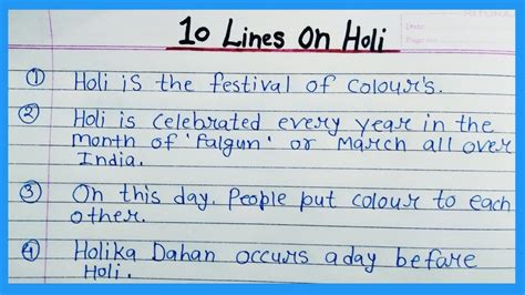 Write 10 Line Essay On Holi In English 10 Line Essay On Holi Festival