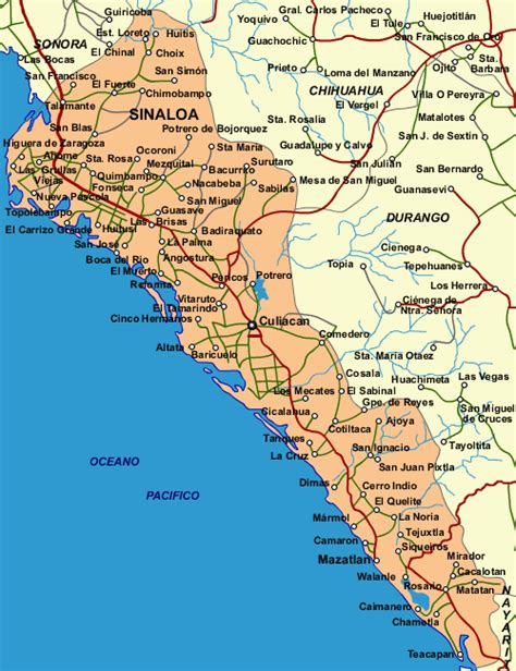 Mapa De Sinaloa Con Nombres