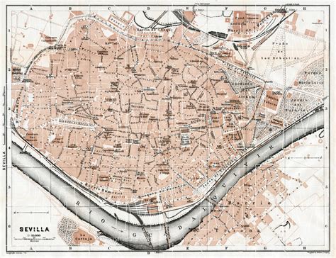 Old Map Of Seville Sevilla In 1913 Buy Vintage Map Replica Poster