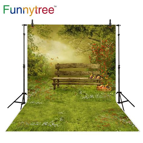 Funnytree Photography Backdrop Forest Grass Tree Vintage Flower