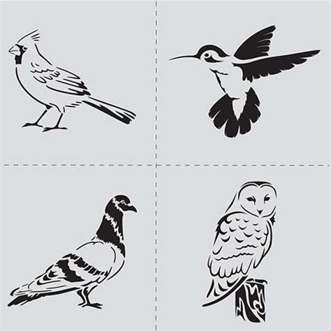 Folkart ® Stencil1 ® Laser Stencils Funky Birds Set Plaid