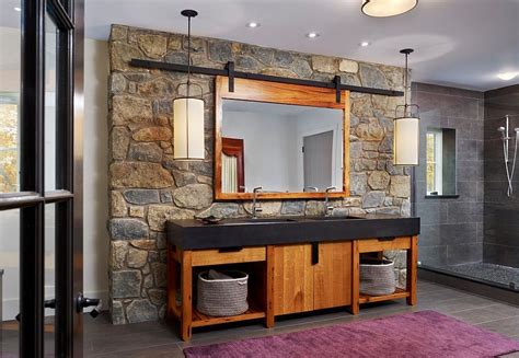 30 Exquisite And Inspired Bathrooms With Stone Walls Rustic Bathroom
