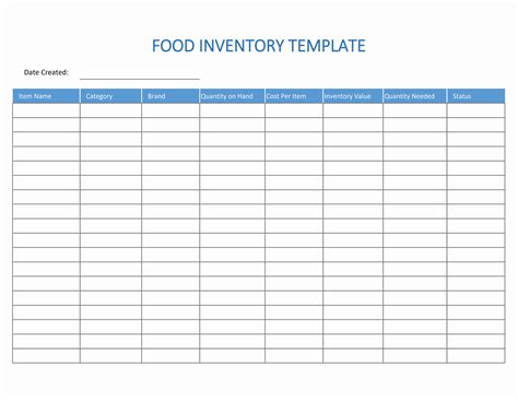 Excel Food Inventory Template