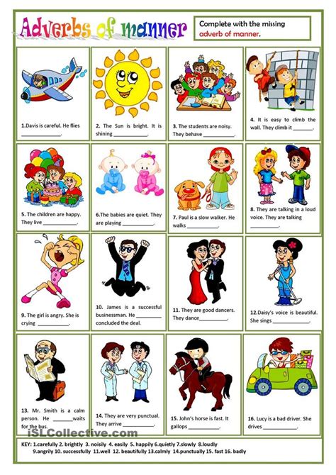 Here are 20 interesting adverbs of manner, along with example sentences for each. Adverbs Of Manner | Free Esl | Adverbs, Teaching english ...
