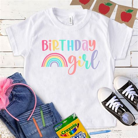 Rainbow Birthday Girl Shirt Birthday Party T Shirt Birthday Etsy