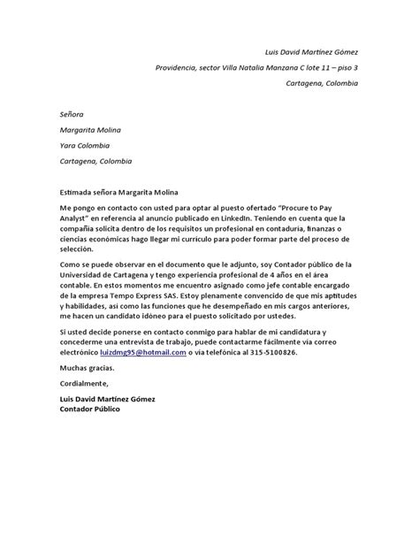 Ejemplo De Cover Letter En Espanol Para Resume Word Pdf Contador