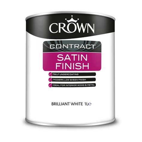 Crown Contract Satin Finish Paint Brilliant White 1 Litre Myers
