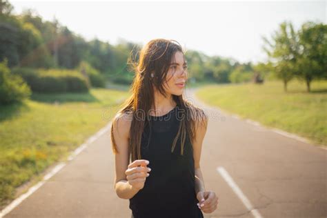 Fitness Woman Running Outdoors Caucasian Female Jogging In Morning