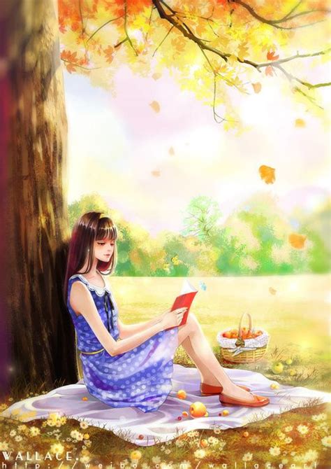 Artwork By Wallace Xi Girl Reading Book Anime Art Girl Girl Drawing