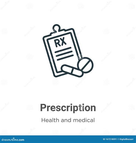 Prescription Outline Vector Icon Thin Line Black Prescription Icon