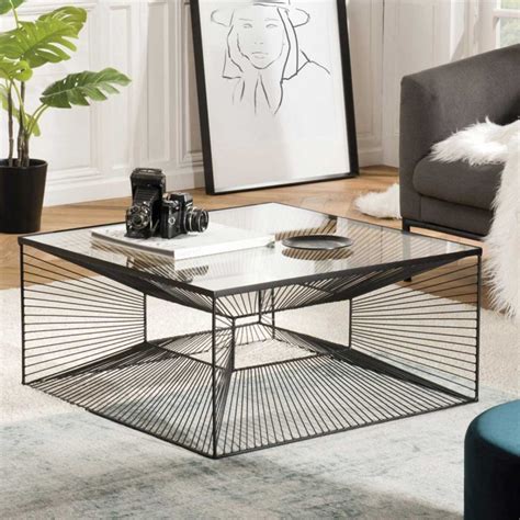 Table Basse Carrée Design Dot 80cm Noir
