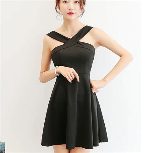Summer Dress Women Clothing Cute Patchwork Bodycon Dress Korean V Neck Sleeveless Black Dress