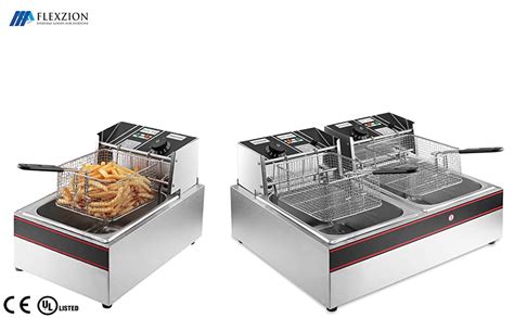 Flexzion Deep Fryers With Baskets Commercial Electric Fryer Home 6l