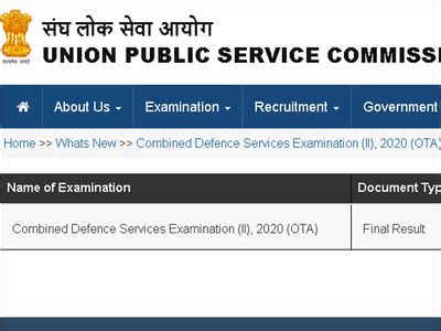 UPSC CDS Final Result 2020 Released Check Here Times Of India