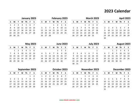 Printable Yearly Calendar 2023 Shopmall My Riset