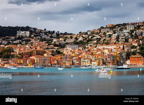 France French Riviera Cote Dazur Villefranche Sur Mer Old Town At