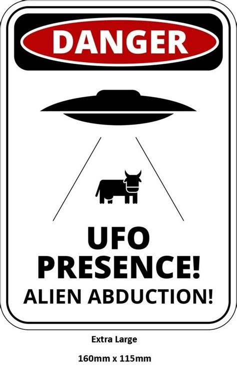 Funny Warning Sign Danger Alien Ufo Presence Sticker Self Etsy