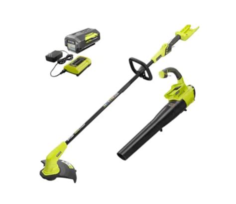 Ryobi 12and 40v String Trimmer Weed Eater And Blower Kit W Battery And