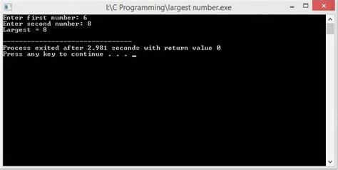 C Program To Find Largest Between Two Numbers