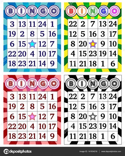 Vector Cartones Bingo Set De Tarjetas De Bingo — Vector De Stock